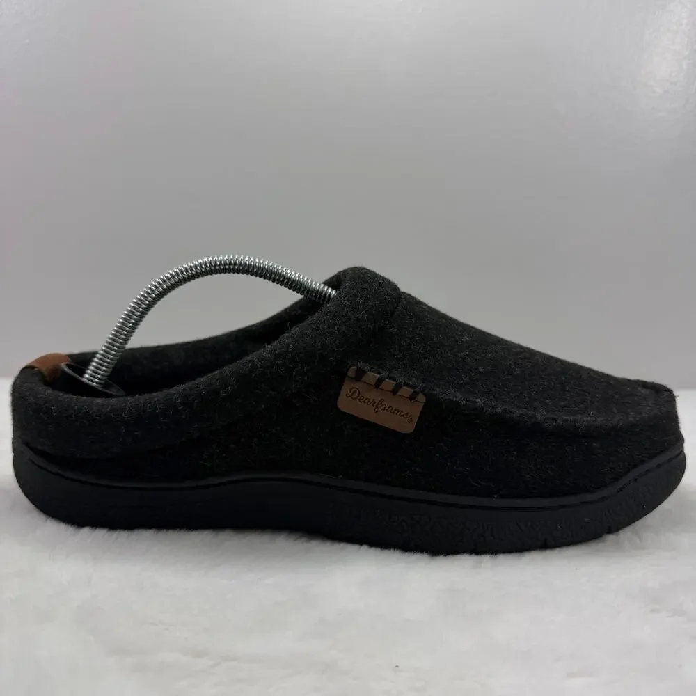 Dearfoams Men’s Memory Foam Slippers Dark Heather Black Size L (11-12)